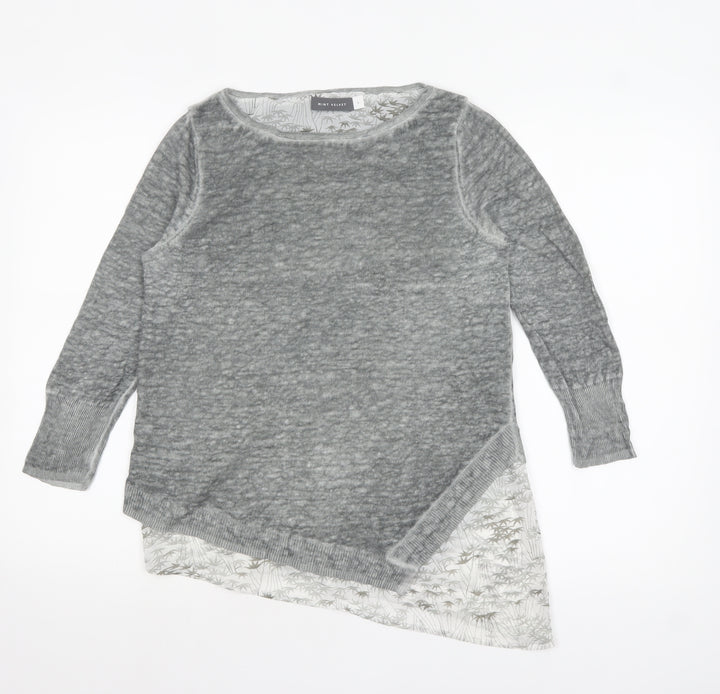 Mint Velvet Women’s Grey Asymmetric Linen Tunic Top Size 8