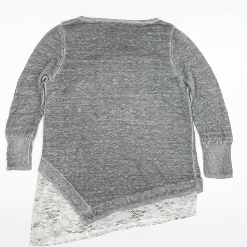 Mint Velvet Women’s Grey Asymmetric Linen Tunic Top Size 8