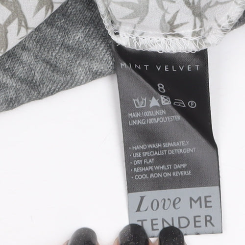 Mint Velvet Women’s Grey Asymmetric Linen Tunic Top Size 8