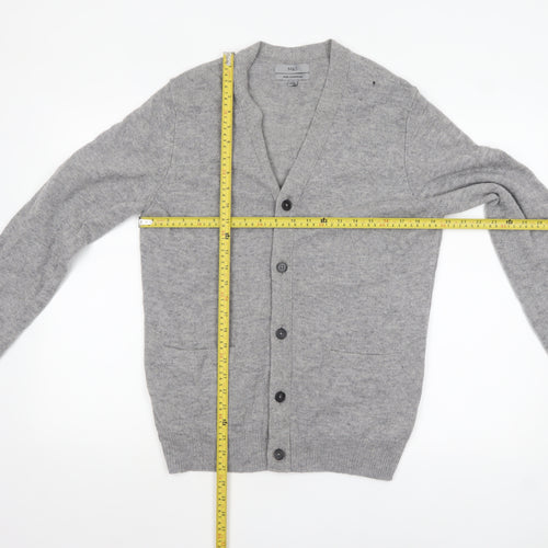 Marks and Spencer Men's Grey Wool Cardigan S V-Neck Button Knit