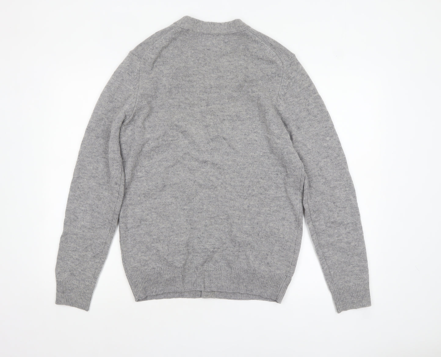 Marks and Spencer Men's Grey Wool Cardigan S V-Neck Button Knit