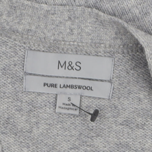 Marks and Spencer Men's Grey Wool Cardigan S V-Neck Button Knit