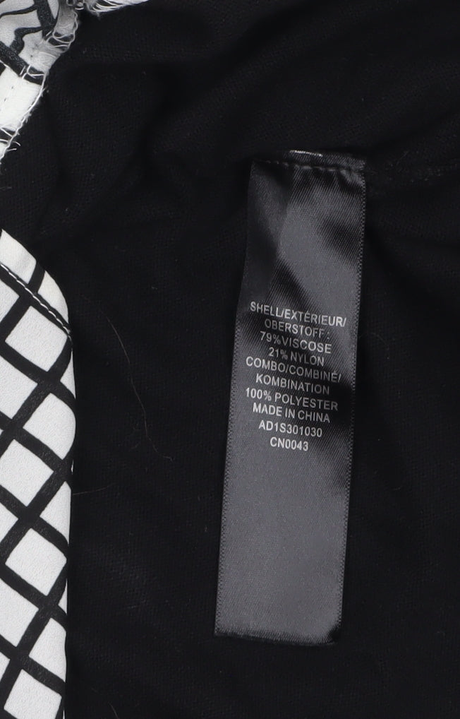 Adrianna Papell Women's Black Check Layered Collared Blouse Size S