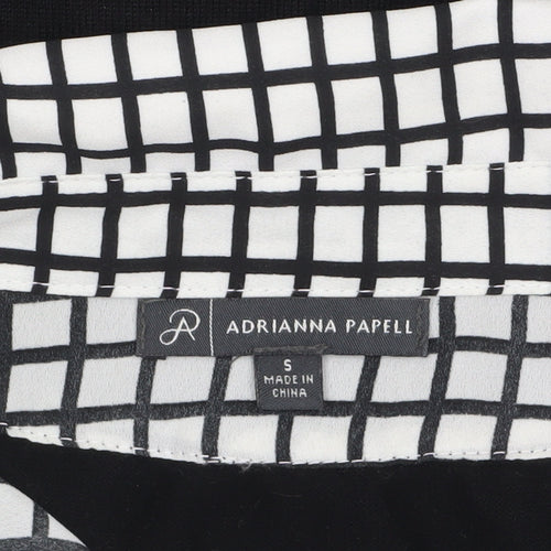 Adrianna Papell Women's Black Check Layered Collared Blouse Size S