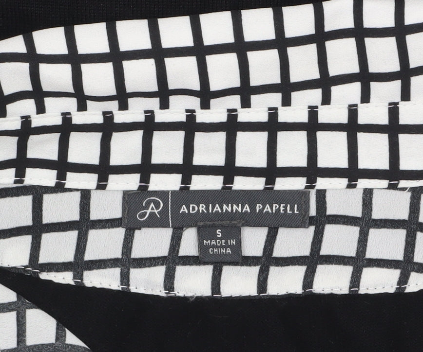 Adrianna Papell Women's Black Check Layered Collared Blouse Size S