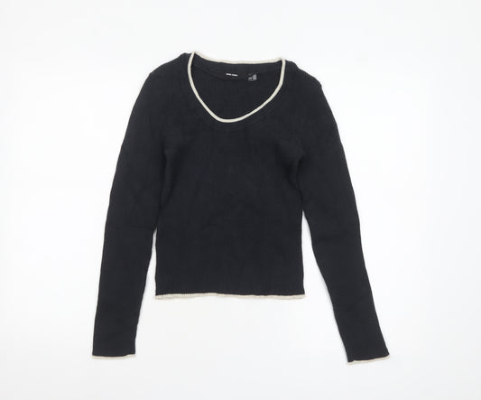 Vero Moda Women's Black Scoop Neck Long Sleeve Knit Jumper Size 12