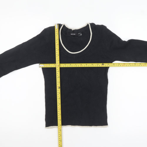 Vero Moda Women's Black Scoop Neck Long Sleeve Knit Jumper Size 12