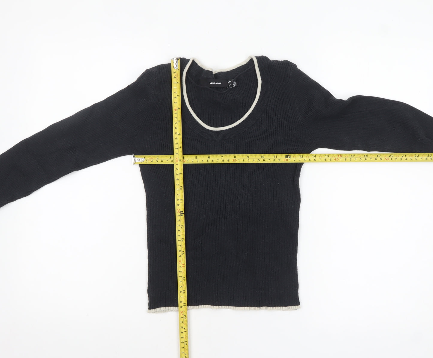 Vero Moda Women's Black Scoop Neck Long Sleeve Knit Jumper Size 12