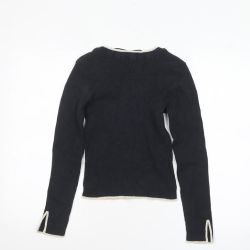 Vero Moda Women's Black Scoop Neck Long Sleeve Knit Jumper Size 12
