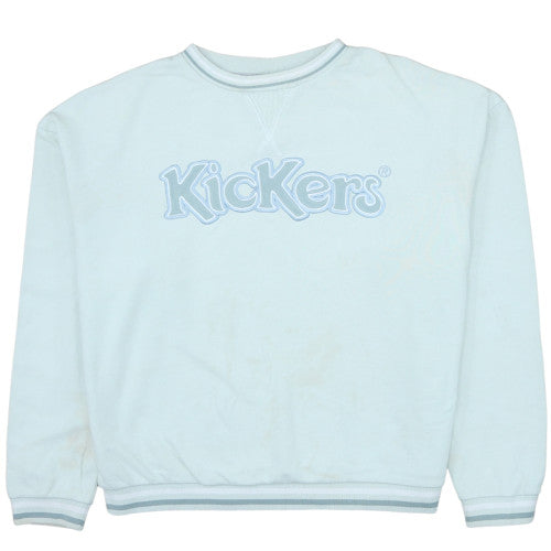 Kickers Men's Blue Crew Neck Logo Pullover Sweatshirt M Retro Fleece