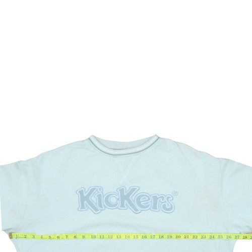Kickers Men's Blue Crew Neck Logo Pullover Sweatshirt M Retro Fleece