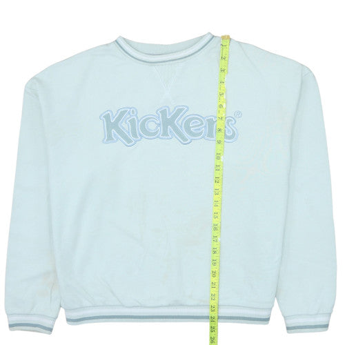 Kickers Men's Blue Crew Neck Logo Pullover Sweatshirt M Retro Fleece
