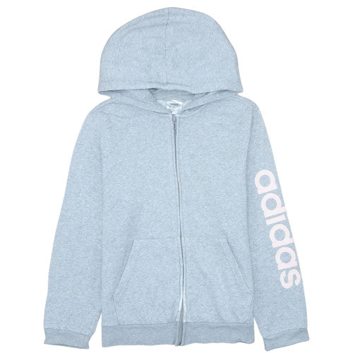 Adidas Womens Grey Full Zip Hoodie Sweatshirt Size L 16-18