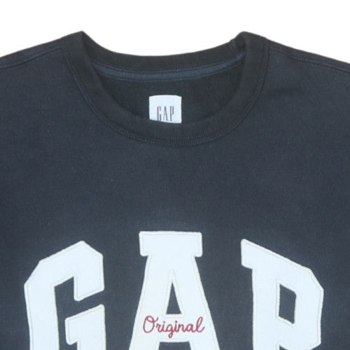 GAP Men's Black Crew Neck Logo Pullover Sweatshirt Size S