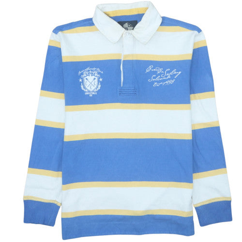 Crew Clothing Co. Men's Blue Striped Rugby Sweatshirt Medium