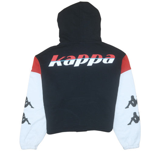 Kappa Unisex Black XS Pullover Hoodie with Logo & Zip Pocket