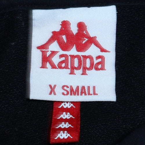 Kappa Unisex Black XS Pullover Hoodie with Logo & Zip Pocket