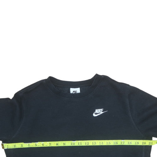 Nike Teens Black Regular Fit Crew Neck Fleece Sweatshirt - M