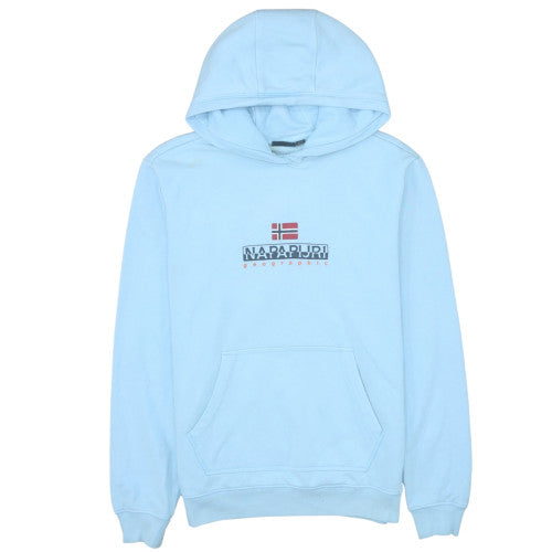 Napapijri Men's Blue Pullover Hoodie Size M Graphic Logo Fleece