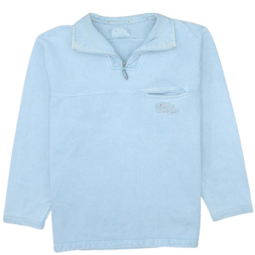 Weird Fish Mens Blue 1/4 Zip Collared Fleece Sweatshirt L