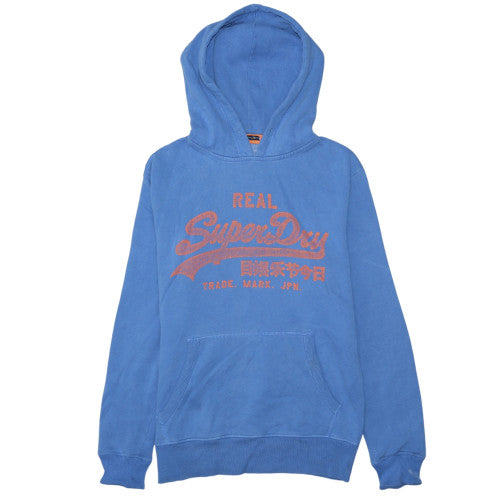 Superdry Men's Blue Pullover Hoodie Medium Vintage Logo