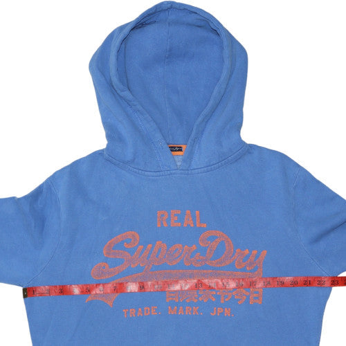 Superdry Men's Blue Pullover Hoodie Medium Vintage Logo