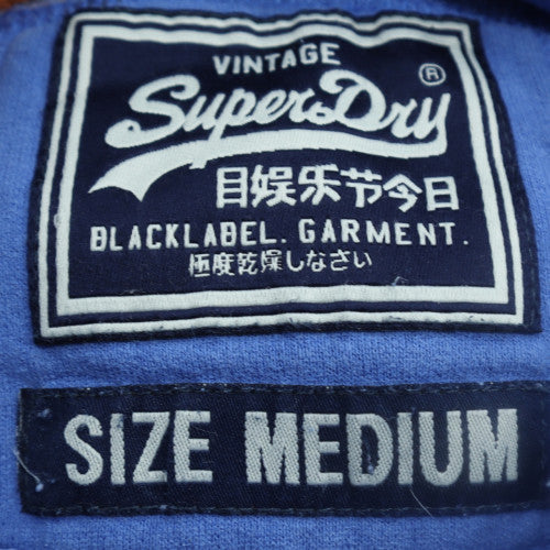 Superdry Men's Blue Pullover Hoodie Medium Vintage Logo