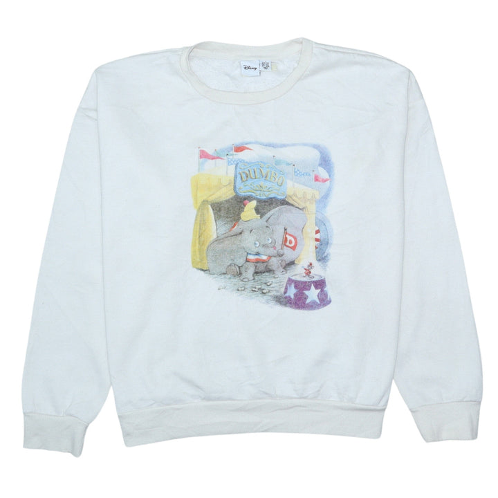 Disney Women White Dumbo Pullover Sweatshirt Size L