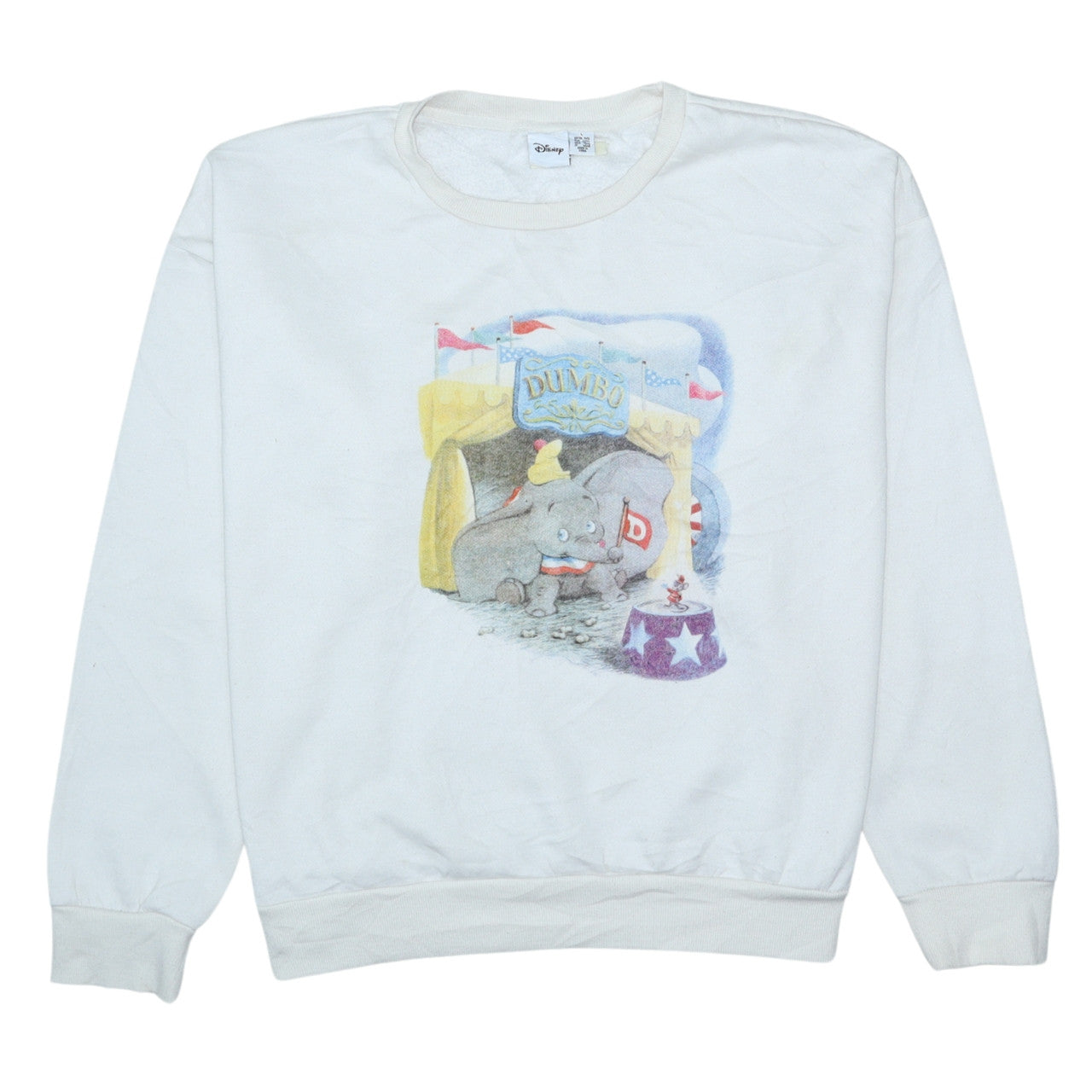 Disney Women White Dumbo Pullover Sweatshirt Size L