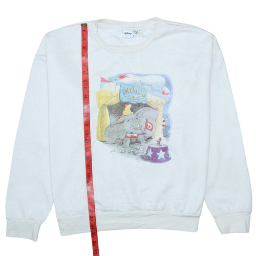 Disney Women White Dumbo Pullover Sweatshirt Size L