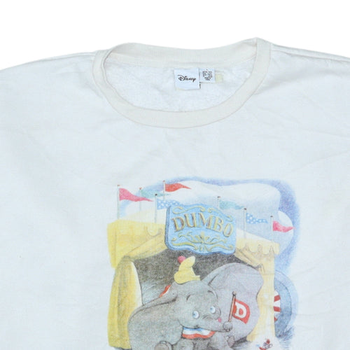 Disney Women White Dumbo Pullover Sweatshirt Size L