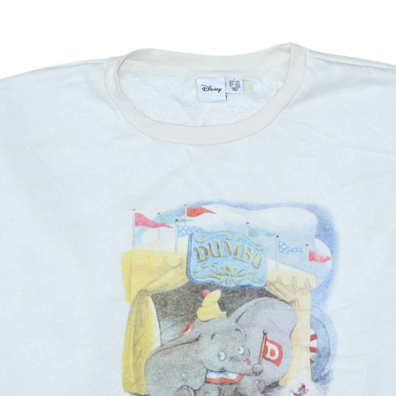 Disney Women White Dumbo Pullover Sweatshirt Size L