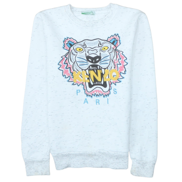 Kenzo Girls White Tiger Embroidered Pullover Sweatshirt 8 Years