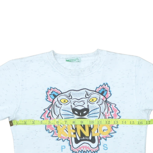 Kenzo Girls White Tiger Embroidered Pullover Sweatshirt 8 Years