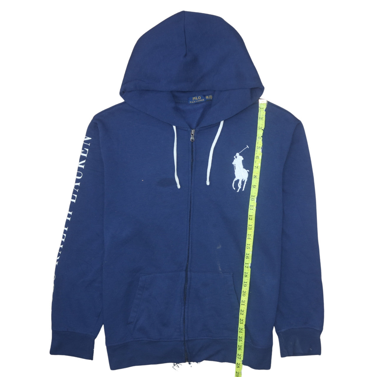 Ralph Lauren Men's Blue Full Zip Hoodie 2XL Polo Logo Sweatshirt