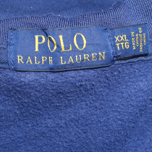 Ralph Lauren Men's Blue Full Zip Hoodie 2XL Polo Logo Sweatshirt