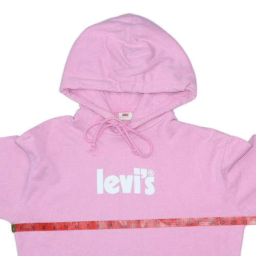 Levi's Women's Pink Pullover Hoodie Size S Logo Print Cotton Sweatshirt