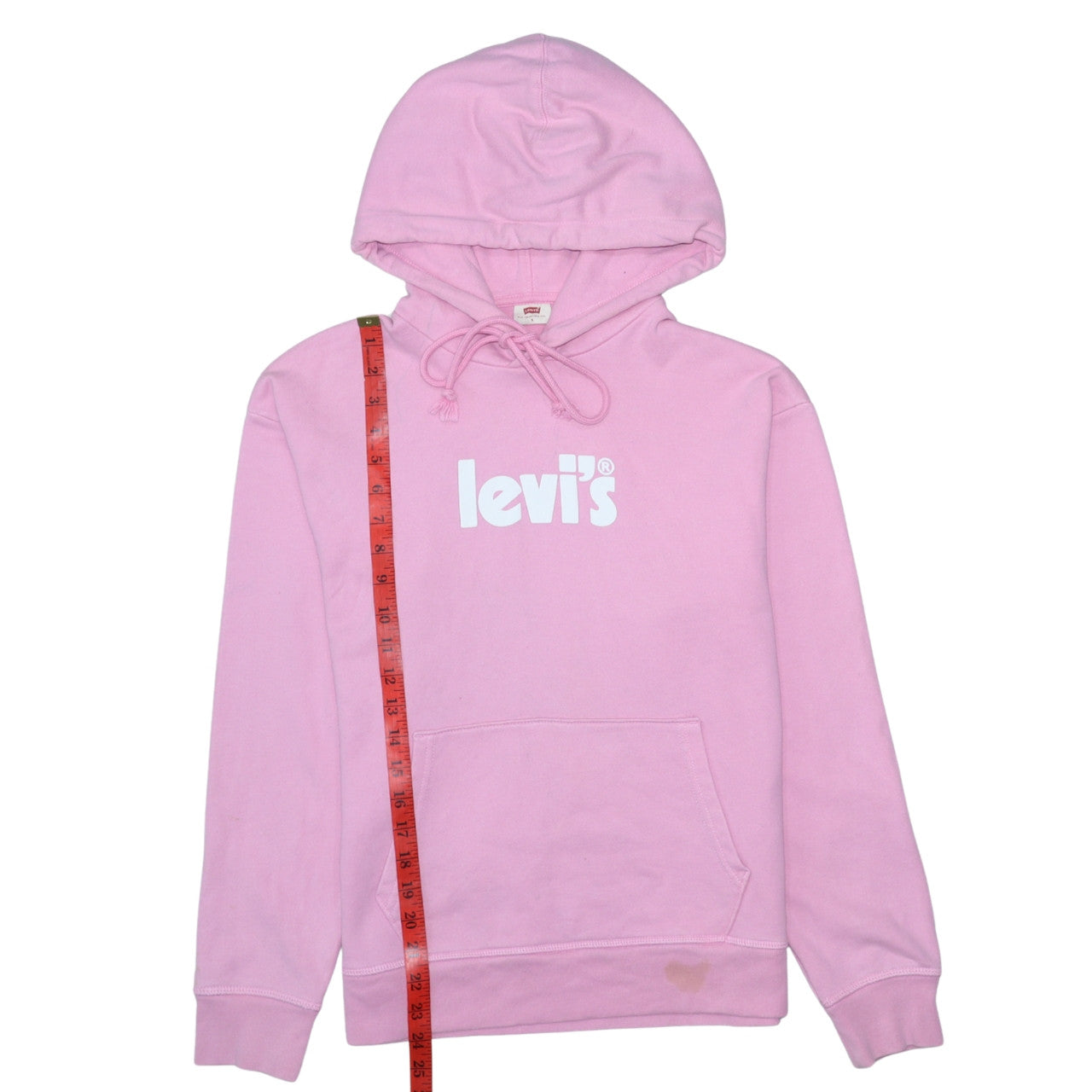 Levi's Women's Pink Pullover Hoodie Size S Logo Print Cotton Sweatshirt