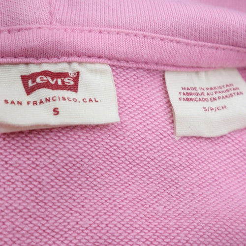 Levi's Women's Pink Pullover Hoodie Size S Logo Print Cotton Sweatshirt