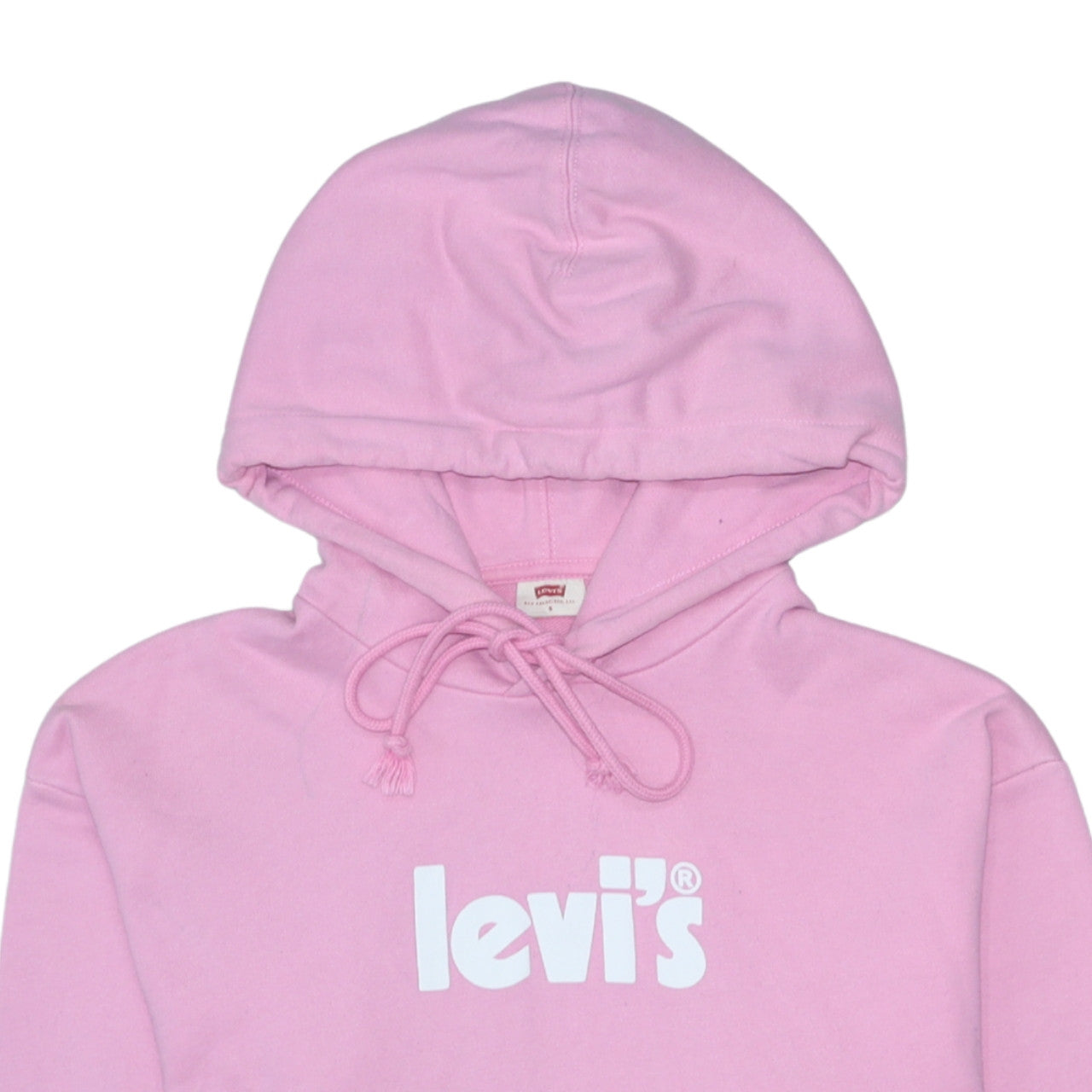 Levi's Women's Pink Pullover Hoodie Size S Logo Print Cotton Sweatshirt