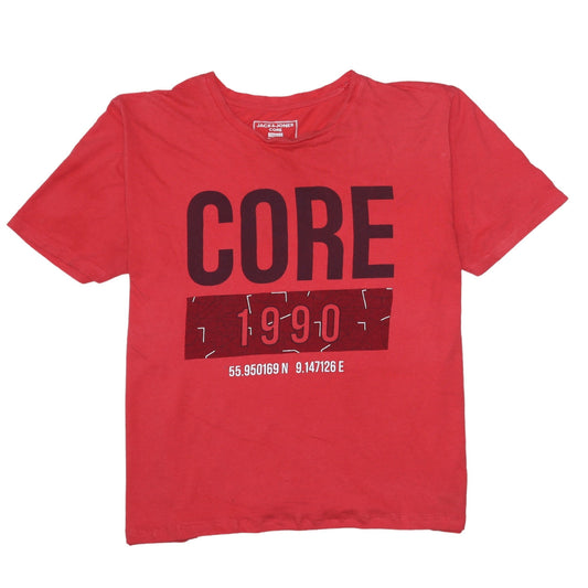 Jack & Jones Men’s Red CORE 1990 Slim Fit Graphic T-Shirt M