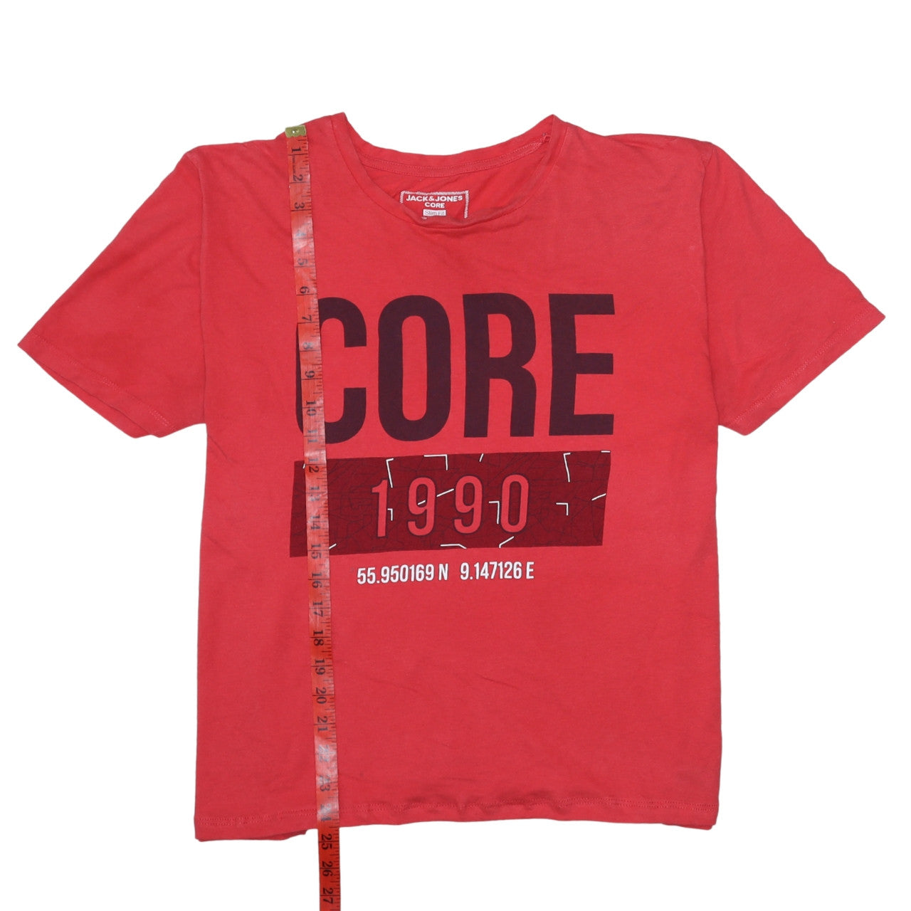 Jack & Jones Men’s Red CORE 1990 Slim Fit Graphic T-Shirt M
