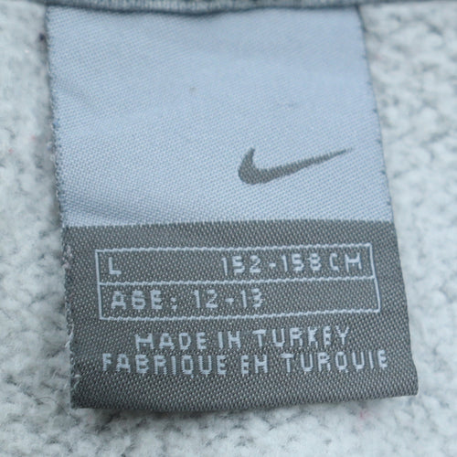 Nike Teens Grey Pullover Hoodie L Logo Fleece Sweatshirt