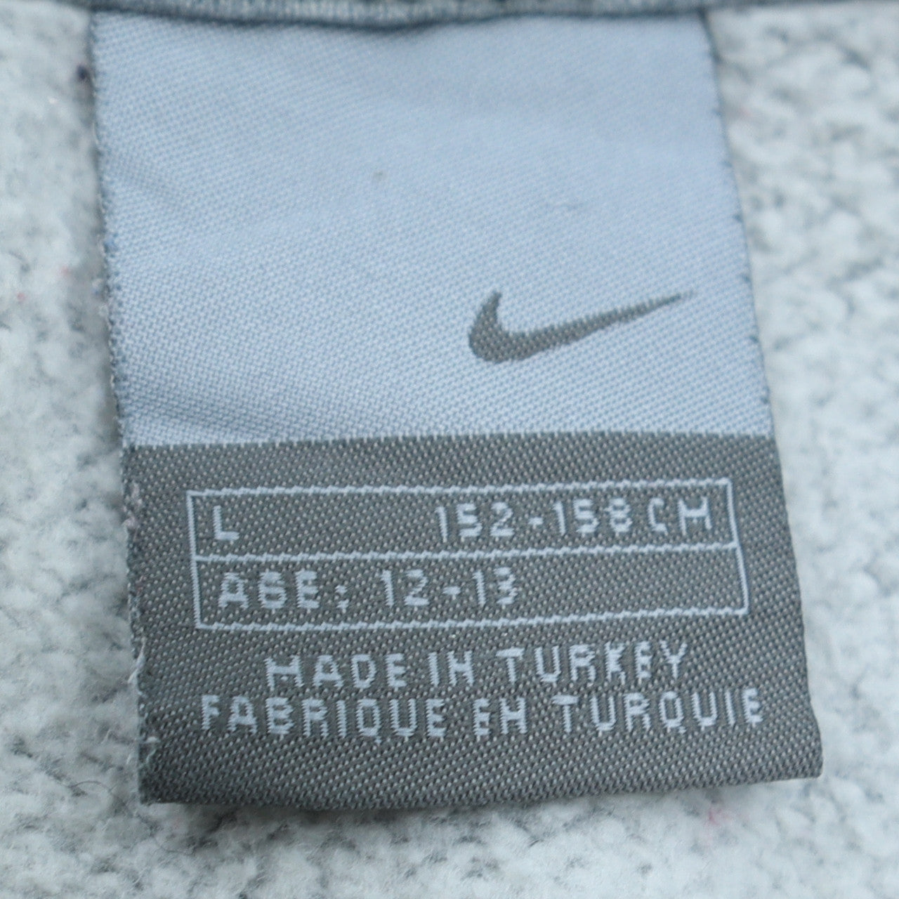 Nike Teens Grey Pullover Hoodie L Logo Fleece Sweatshirt