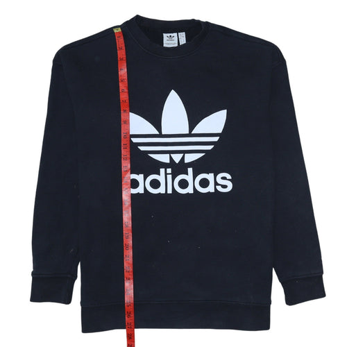 Adidas Womens Black Crew Neck Long Sleeve Logo Pullover Sweatshirt UK 16
