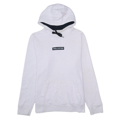 Hollister Womens White Hooded Pullover Sweatshirt XL Cotton Blend
