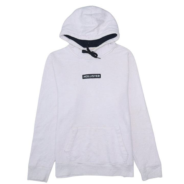 Hollister Womens White Hooded Pullover Sweatshirt XL Cotton Blend