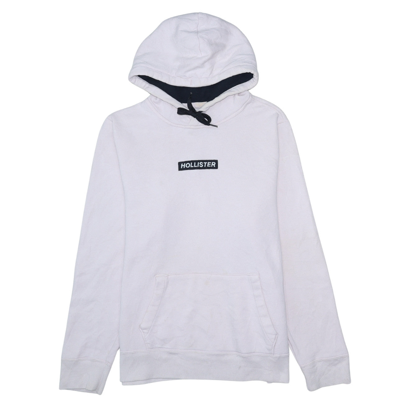 Hollister Womens White Hooded Pullover Sweatshirt XL Cotton Blend