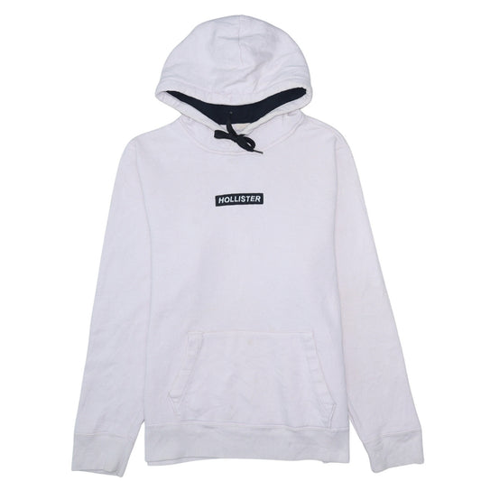 Hollister Womens White Hooded Pullover Sweatshirt XL Cotton Blend