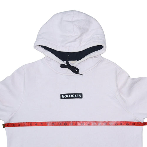 Hollister Womens White Hooded Pullover Sweatshirt XL Cotton Blend